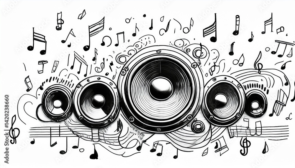 Obraz premium Music icons that look like they were hastily drawn by hand