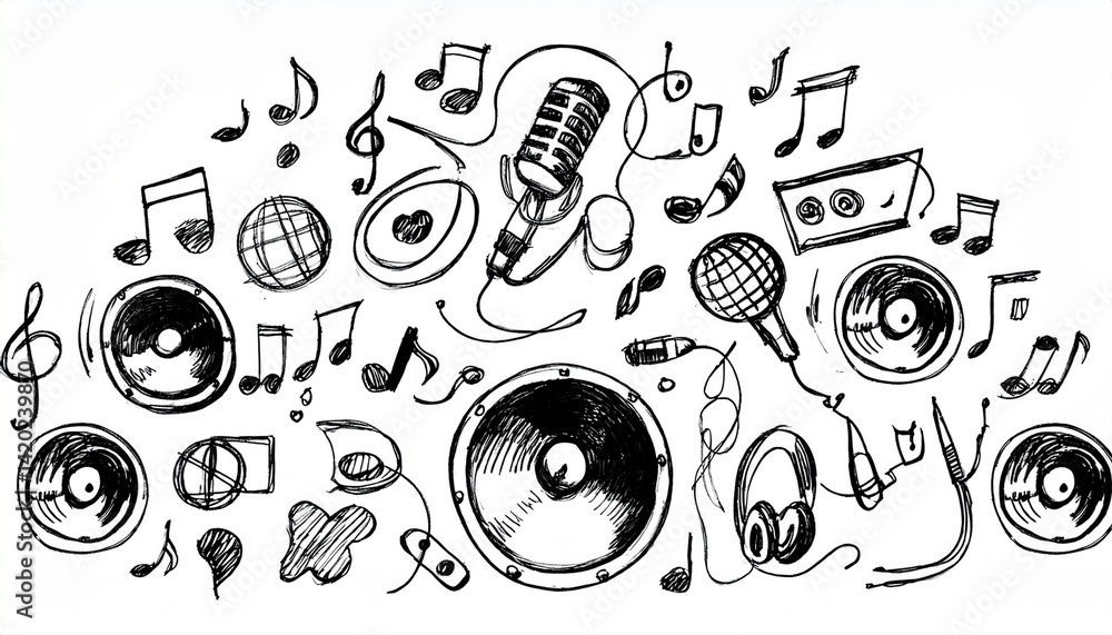 Obraz premium Music icons that look like they were hastily drawn by hand
