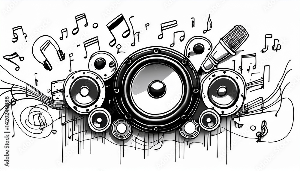 Obraz premium Music icons that look like they were hastily drawn by hand