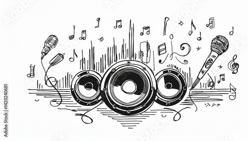 Music icons that look like they were hastily drawn by hand