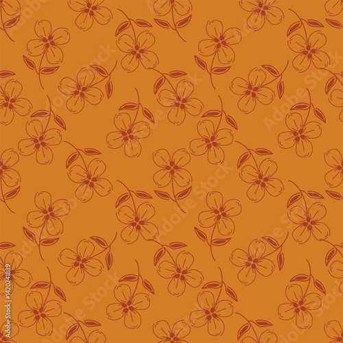 Vintage seamless floral pattern. Liberty style background of small mauve and lilac flowers. Small flowers scattered over a white background. Stock for printing on surfaces