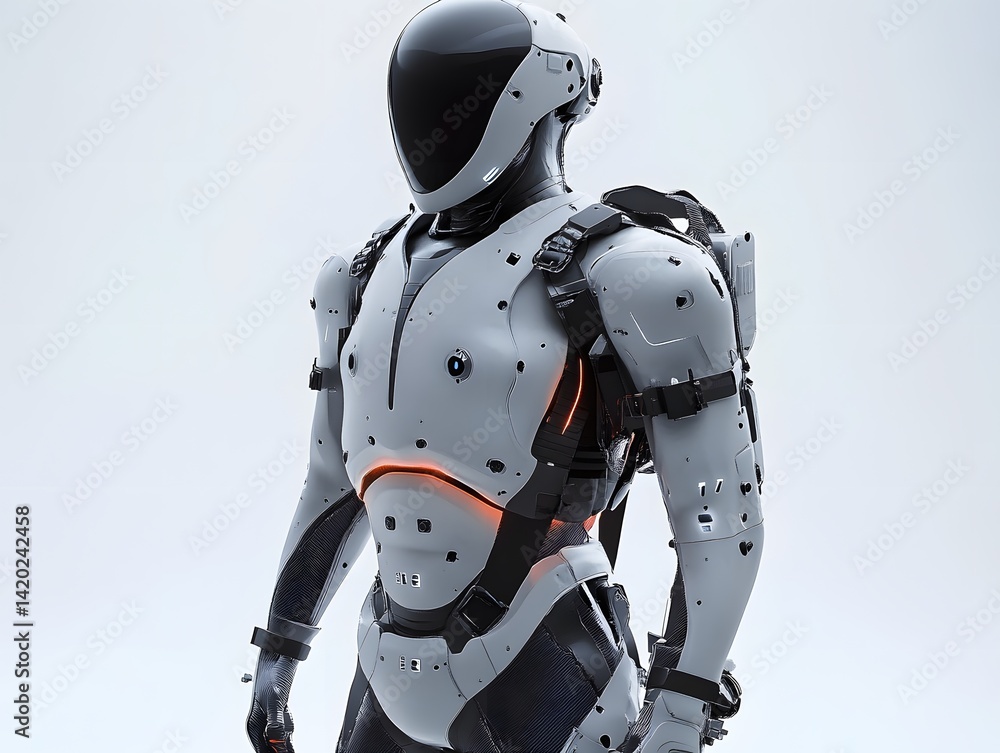 Fototapeta premium Futuristic humanoid robot showcasing advanced design and technology.