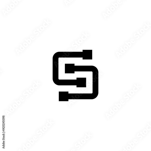 S icon logo line, monogram graphic illustration modern