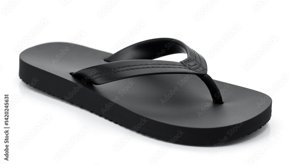 Single black flip-flop, isolated on white background , background, sandal Single black flip-flop, isolated on white background , background, sandal