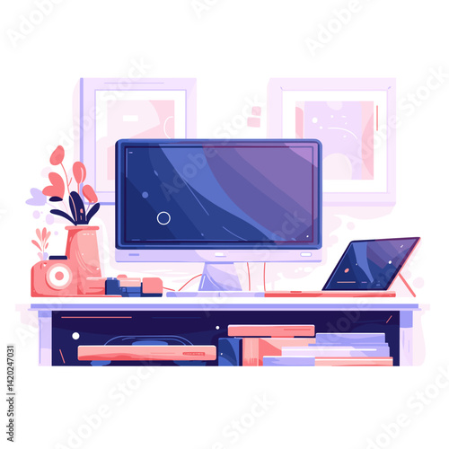 tv and computer with bubbles on display