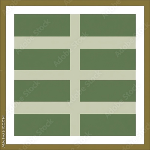 Rectangular Arrangement in Olive Green and Beige within a Square Frame Artistic Composition.