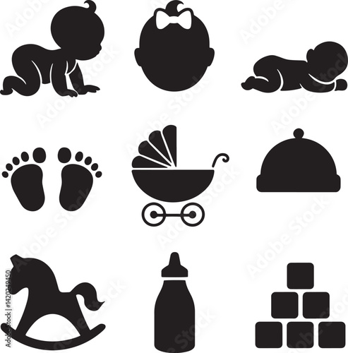 Flat Baby Symbols Pack – Isolated Clipart Icons