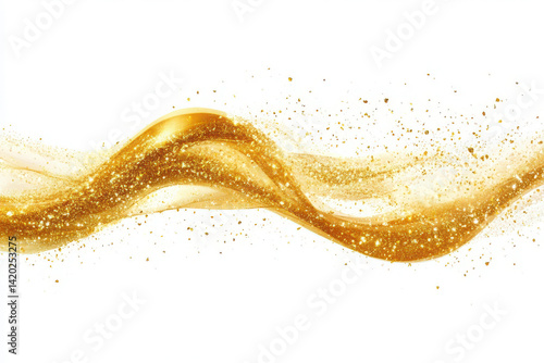 Elegant gold sparkle wave design element isolated on a white background with a touch of luxury and sophistication