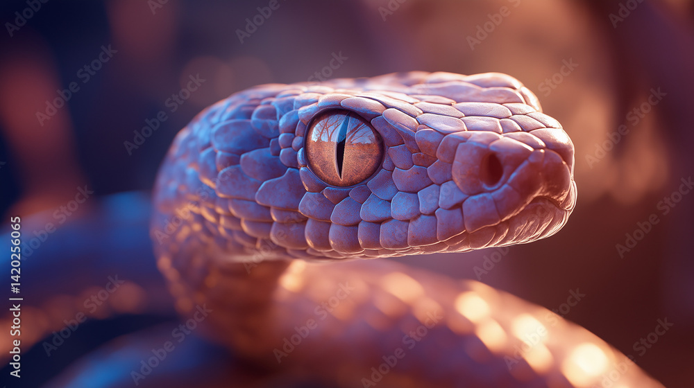 Fototapeta premium snake in the forest, Closeup Beautiful Blue Snake Exotic Wildlife Photography