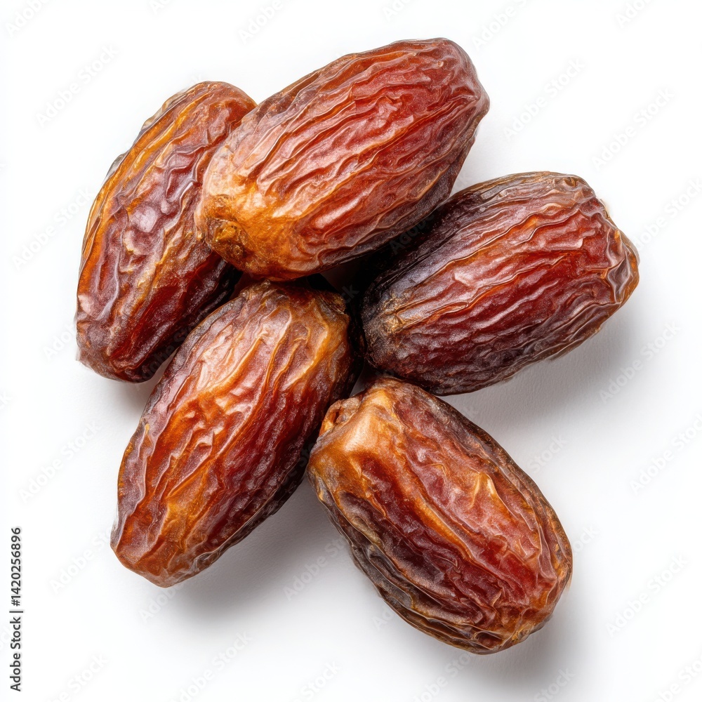 Pile of sweet dates, close up view on white background Pile of sweet dates, close up view on white background