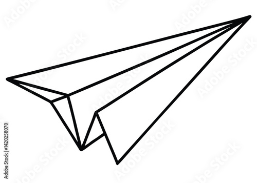 Paper plane line art silhouette vector