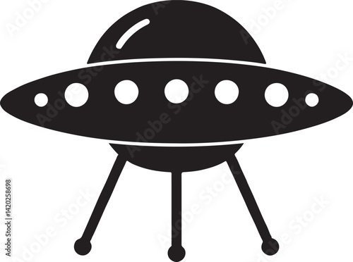UFO alien spacecraft vector Silhouette, ufo Silhouette of spaceship, alien flying saucer spaceship silhouette