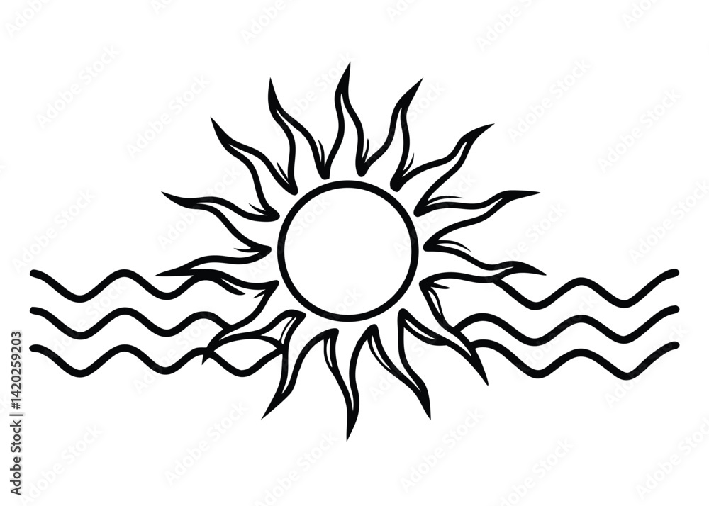 Heatwave line art silhouette vector Heatwave line art silhouette vector
