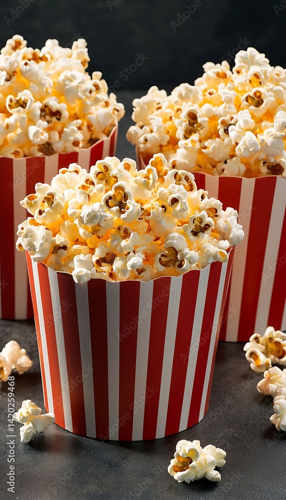 Popcorn in striped containers Popcorn in striped containers