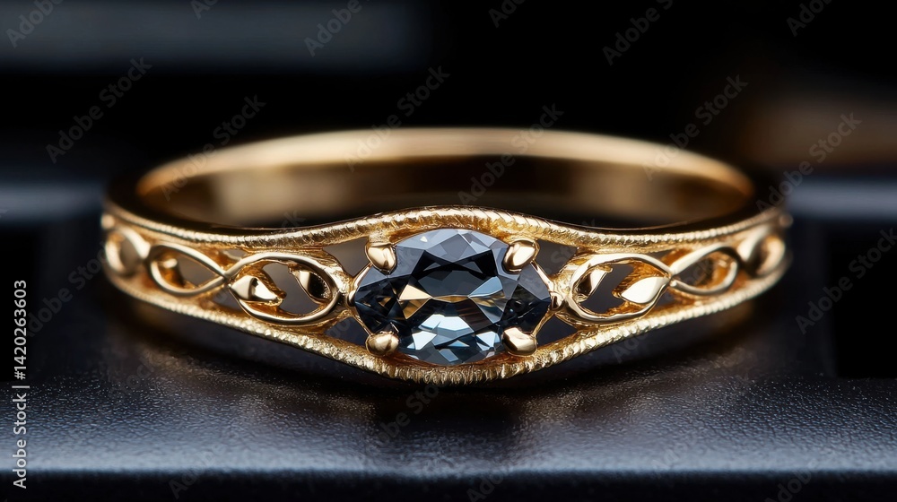 A gold and blue ring with a blue stone in the center A gold and blue ring with a blue stone in the center