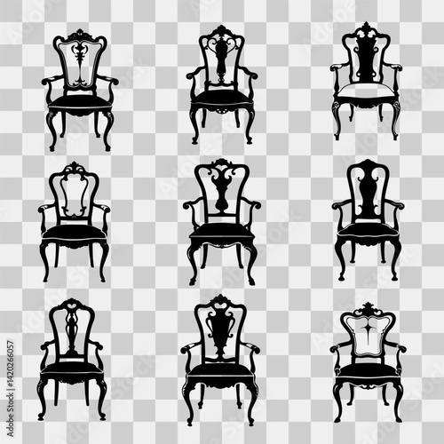 Chair silhouette vector, stylish and versatile furniture design