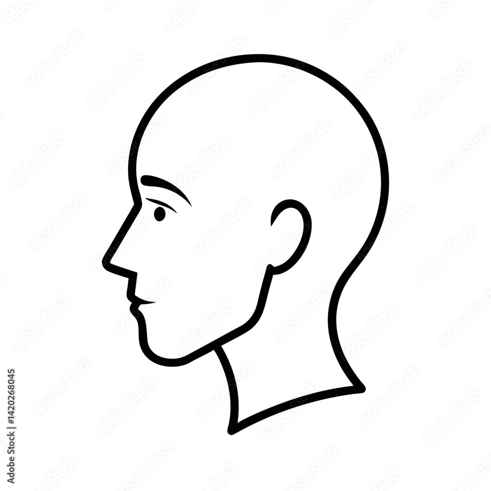 Facial Profiles Outline with White Background Facial Profiles Outline with White Background