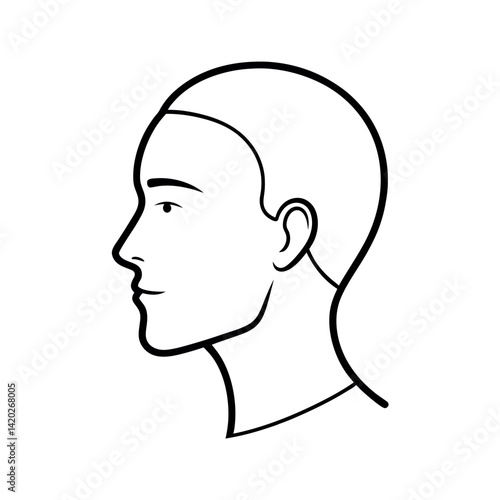 Human Face Profile Outline on White Background
