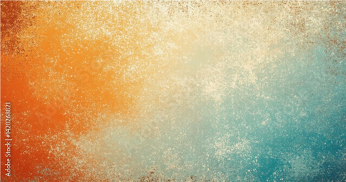 Orange teal beige yellow noisy color gradient background, grainy texture effect, poster banner header backdrop design