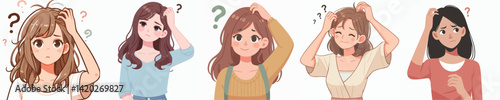 Vector collection of a person scratching his head in a confused gesture