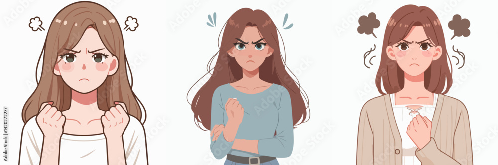 Vector collection of angry people with clenched fists Vector collection of angry people with clenched fists