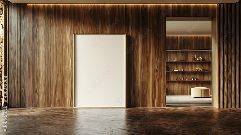 Obraz premium Modern Minimalist Interior Design Featuring Wood Elements and Space