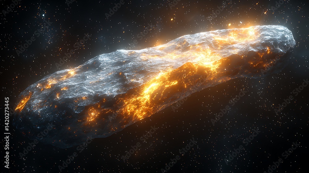 Fototapeta premium Cosmic comet with fiery tail in space high resolution picture