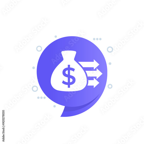 Lump sum payment vector icon with money bag