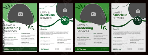 lawn & garden flyer design template landscaping services Tree and gardening service poster leaflet design. lawnmower flyer. Lawn care social media post promotion leaflet design print ready poster