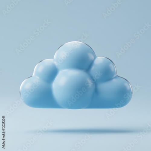 Minimalist blue cloud on soft background for design and decoration