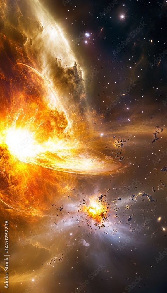 Fototapeta premium Stunning visual narrative of star birth and death stellar nurseries and exploded remnants unite