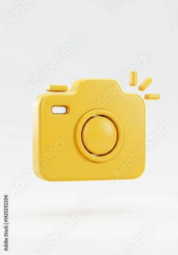 Obraz na płótnie Minimalist yellow camera icon design for creative digital concepts w salonie