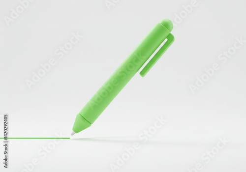 Obraz na płótnie Minimalist green pen drawing straight line on white background w salonie