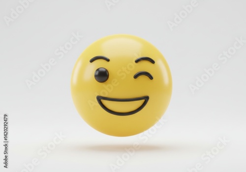 Obraz na płótnie Winking smiley face emoji on white background for communication design w salonie