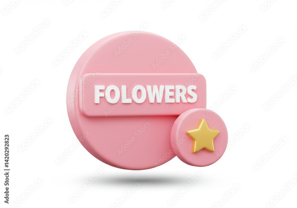 Social media followers icon with star symbol for digital community engagement