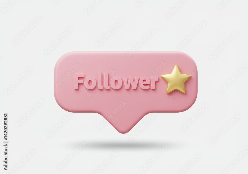 Social media follower icon with star for online engagement and growth concept