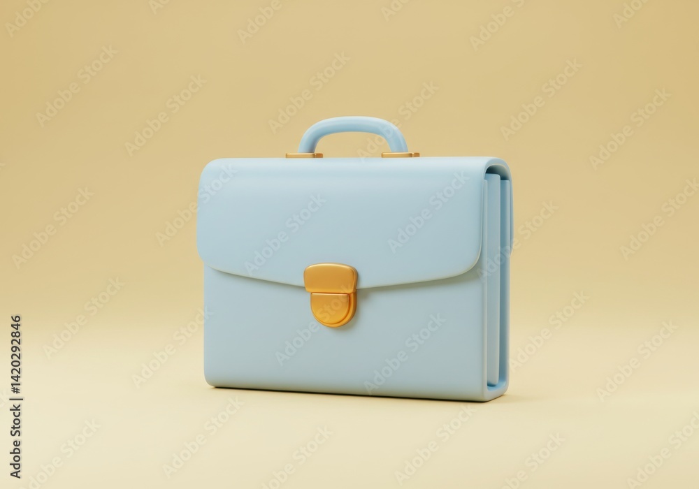Minimalist blue briefcase on beige background for modern business design