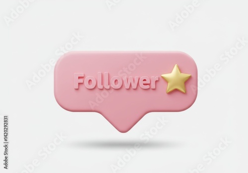 Obraz na płótnie Social media follower icon with star for online engagement and growth concept w salonie