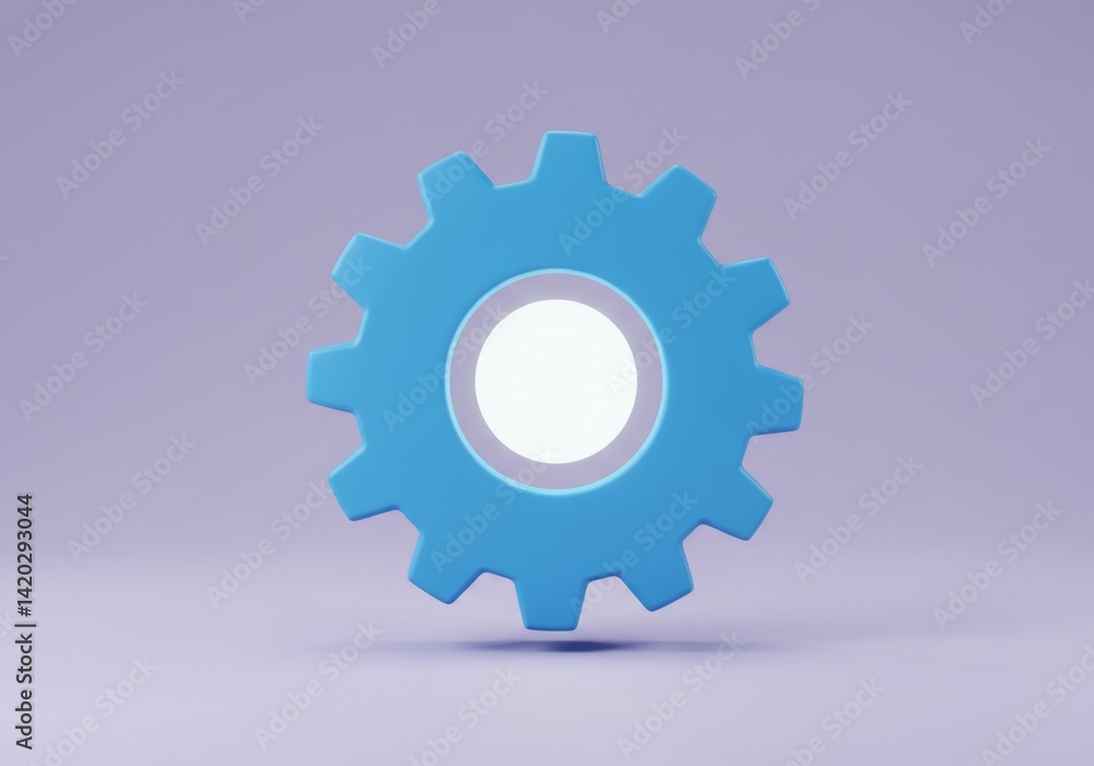 Abstract blue gear on pastel background for creative design and technology themes