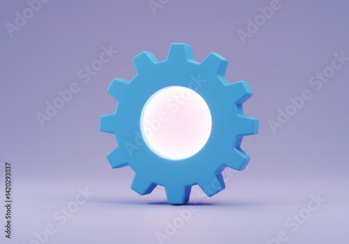 Obraz na płótnie Minimalist blue gear on lavender background for modern design concepts w salonie