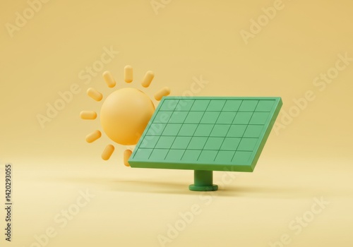 Obraz na płótnie Clean energy concept with solar panel and sun for renewable solutions w salonie