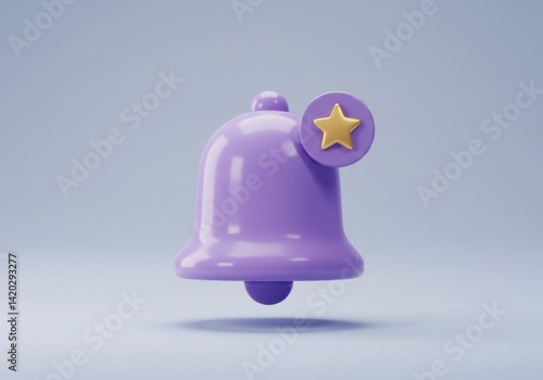 Obraz na płótnie Purple notification bell with star icon for app design concept w salonie
