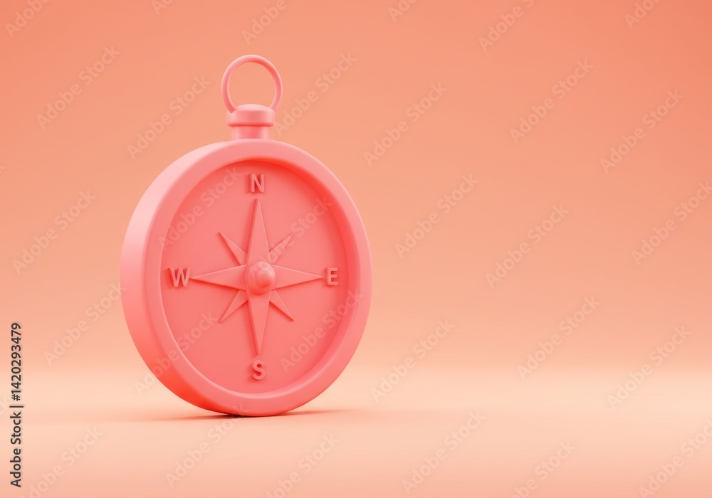 Minimalist pastel pink compass on soft gradient background for design and inspiration