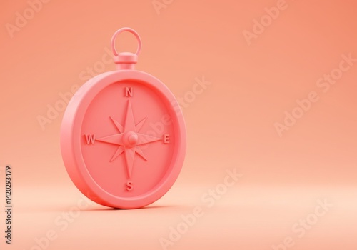 Obraz na płótnie Minimalist pastel pink compass on soft gradient background for design and inspiration w salonie