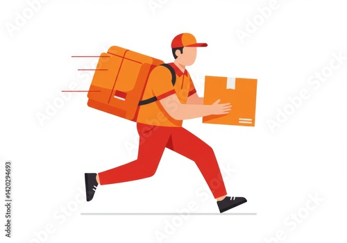 Obraz na płótnie Fast delivery service concept with courier in motion for efficient package transportation w salonie