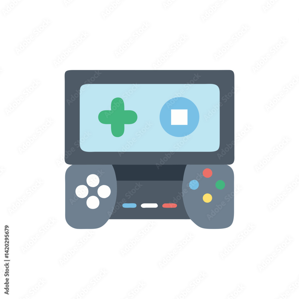 Handheld game console illustration on a black background Handheld game console illustration on a black background