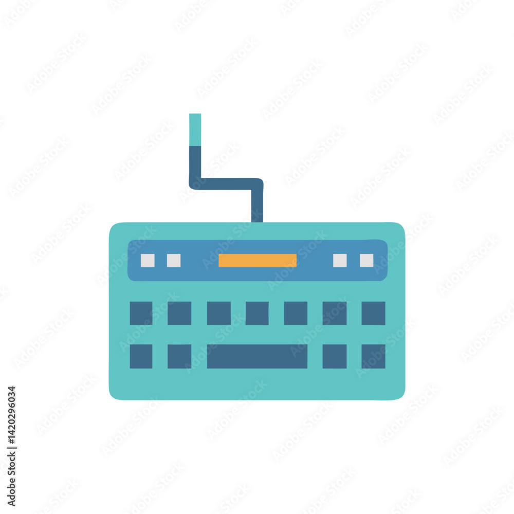 Turquoise Synthesizer Keyboard Illustration on Black Background Turquoise Synthesizer Keyboard Illustration on Black Background