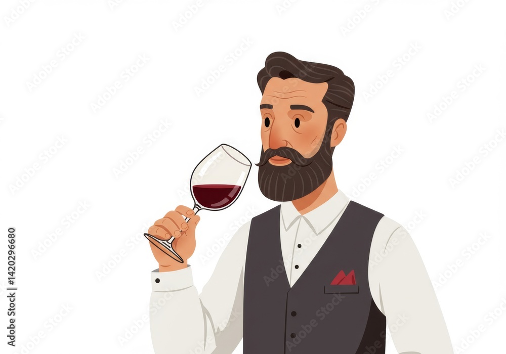 Sophisticated gentleman enjoying wine tasting with elegant style in formal attire