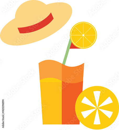 vector illustration of a cocktail and lemon