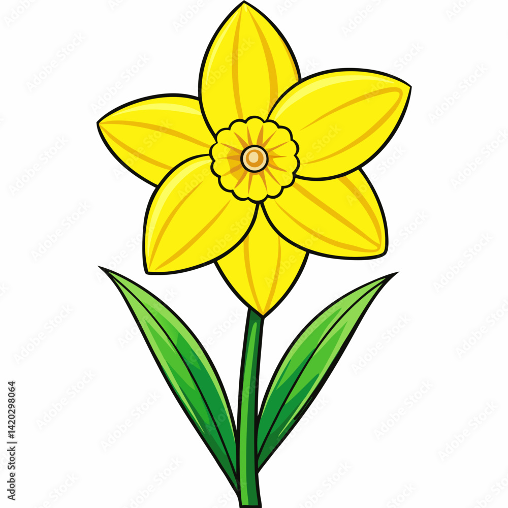Obraz premium Bright Yellow Daffodil Flower Blossom in Spring Season